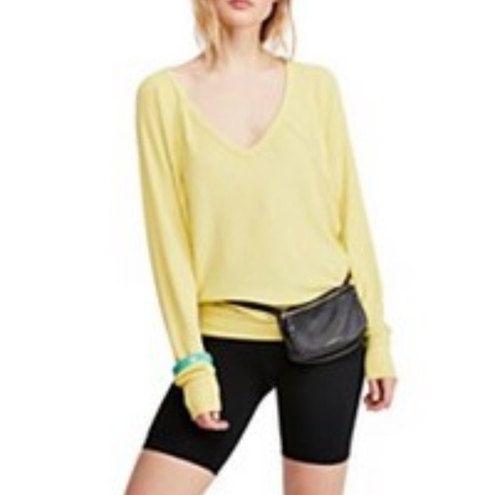 Free People Yellow Santa Clara Thermal Top - Size S - NWT
